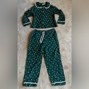 Rachel Ashwell Women’s size Large Delicate Floral Green Two-Piece Pajama Set